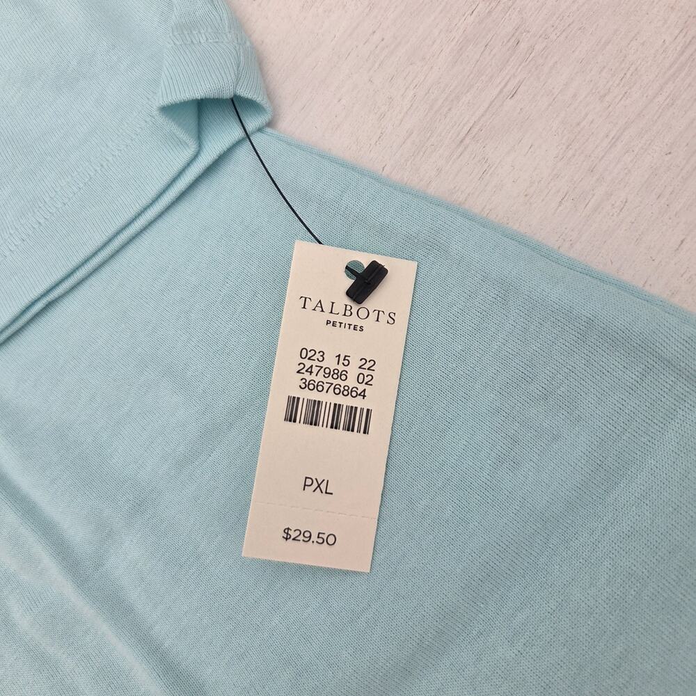 Talbots Womens Size XL Petite 3/4 Sleeve Blue Top Pima Cotton EUC - Picture 2 of 6